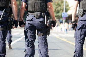 Police at a protest