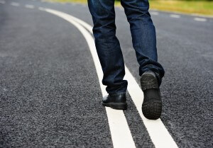 jaywalker in road