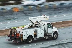 utility truck on highway