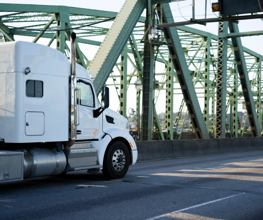 Truck on bridge